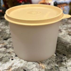 Vintage Tupperware 250-8 Frosted Container with Cream Lid 215-25
